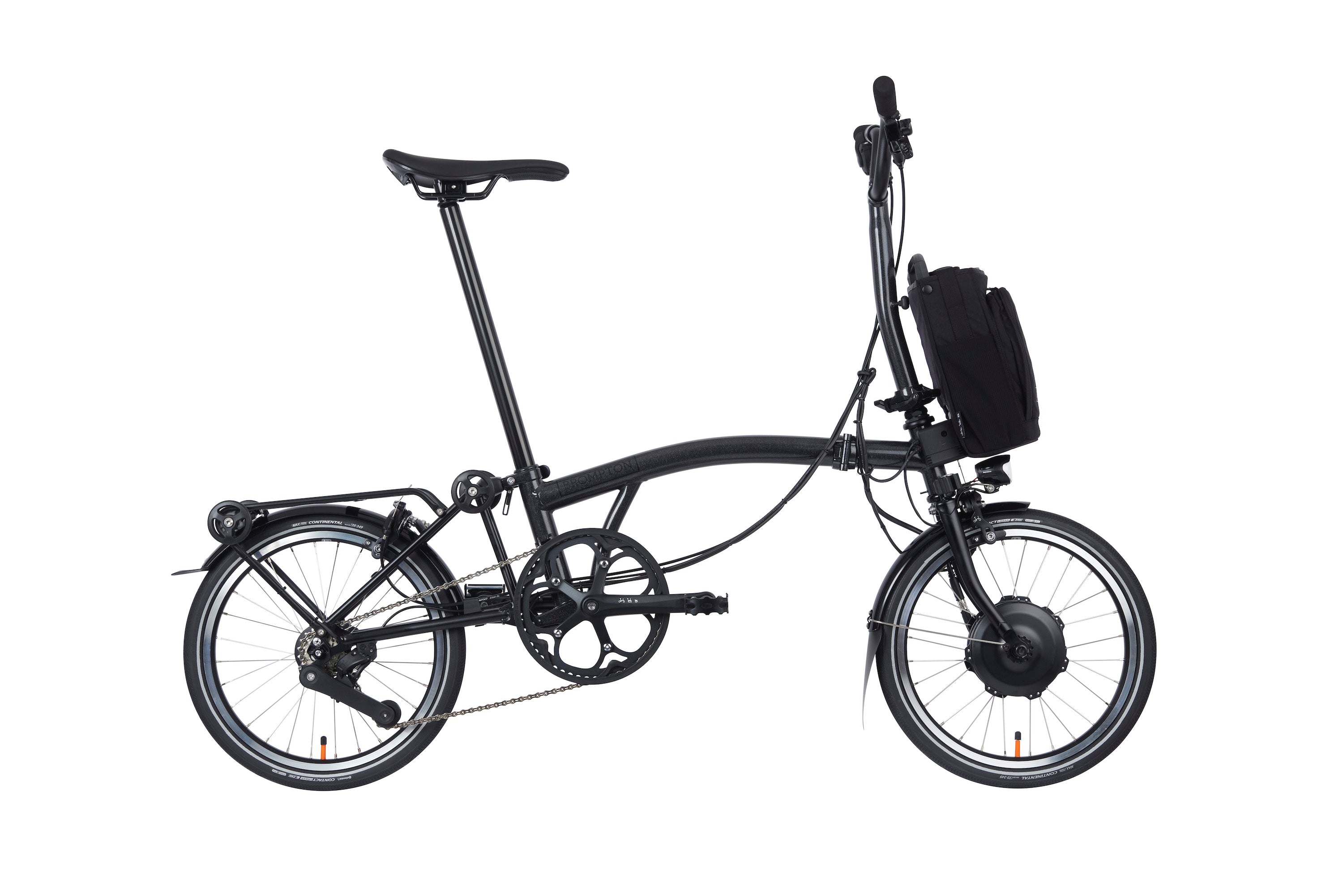 Brompton Electric P Line Midnight Black - High, 4 Gang, Gepäckträger